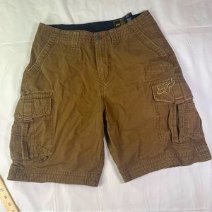 Fox Racing Mens Cargo Shorts 33 Brown Canvas Heavyweight Outdoor Classic Pockets